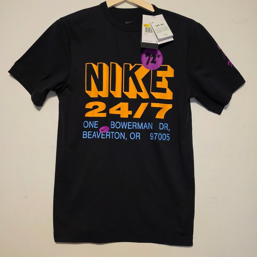 Nike Dri-FIT Beaverton 24/7 Graphic Black T-Shirt Mens Size Small NEW